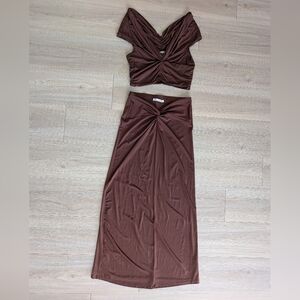 Reformation 2PC Brown Skirt Set